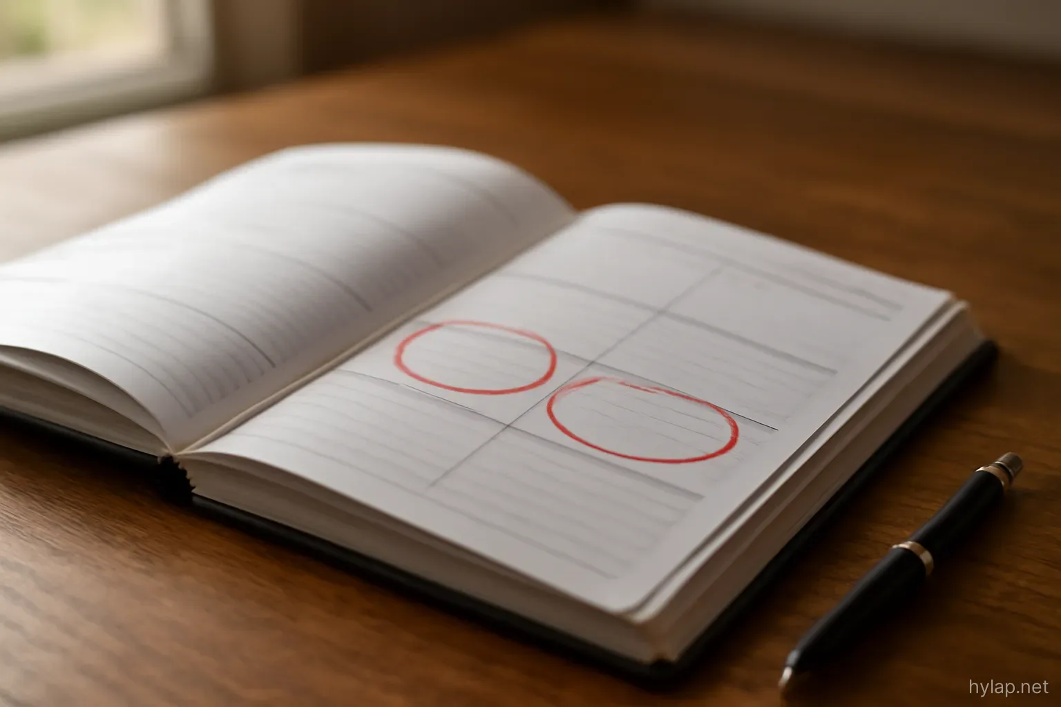a desk diary open to a week view with two entries circled in red pen